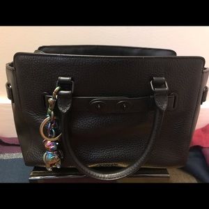 Coach black pebbled leather bag purse